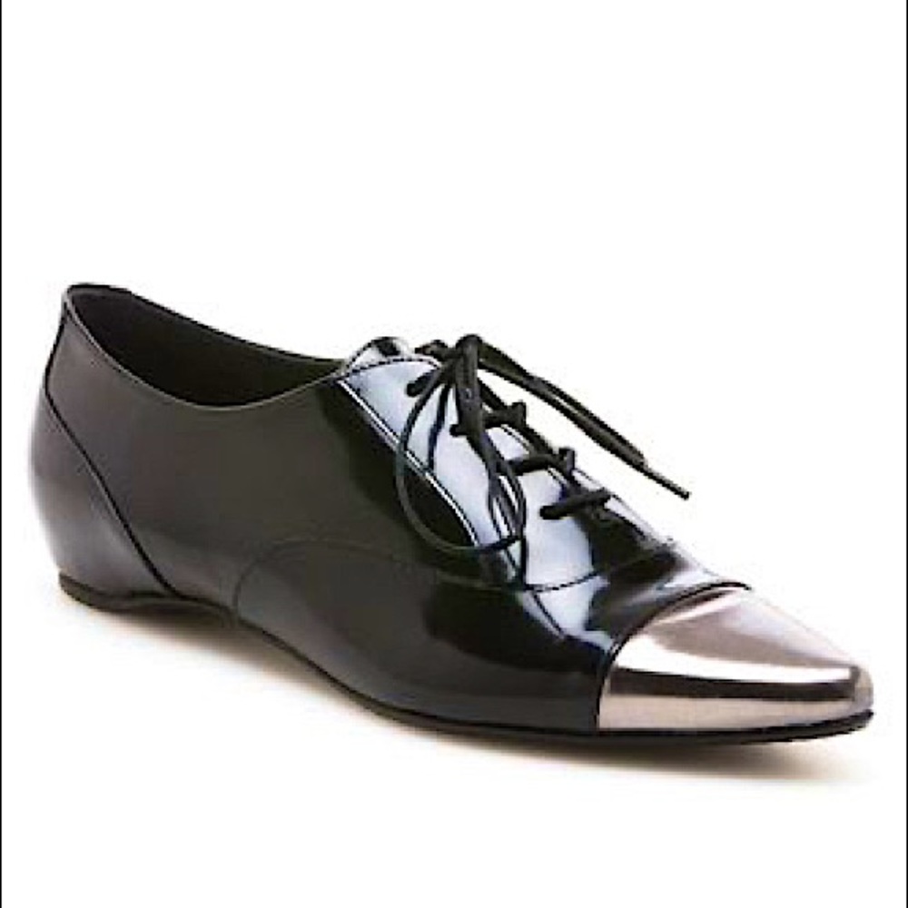 Stuart Weitzman Black & Silver Devon Oxfords - image 1
